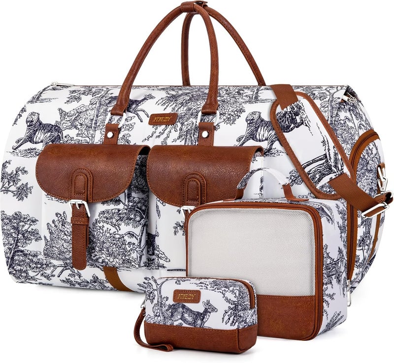 ITIEZY Garment Duffel Bag for Travel - Convertible Carry on Garment Duffel Travel Bag for Women Men Large Weekender Bag with Shoes Pouch 2 in 1 Hanging Suit Travel Duffel Bag 3pcs Set - Image 1